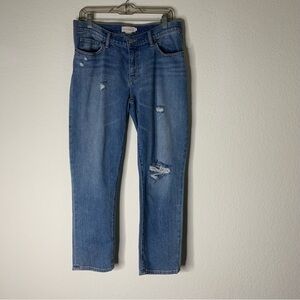 Hatch maternity women’s Claire blue distressed jeans 27